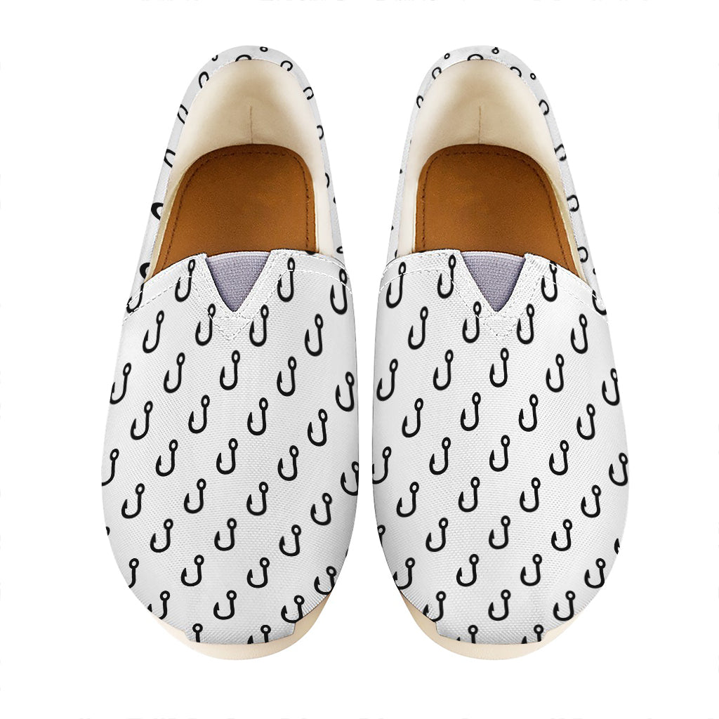 White And Black Fishing Hooks Print Casual Shoes