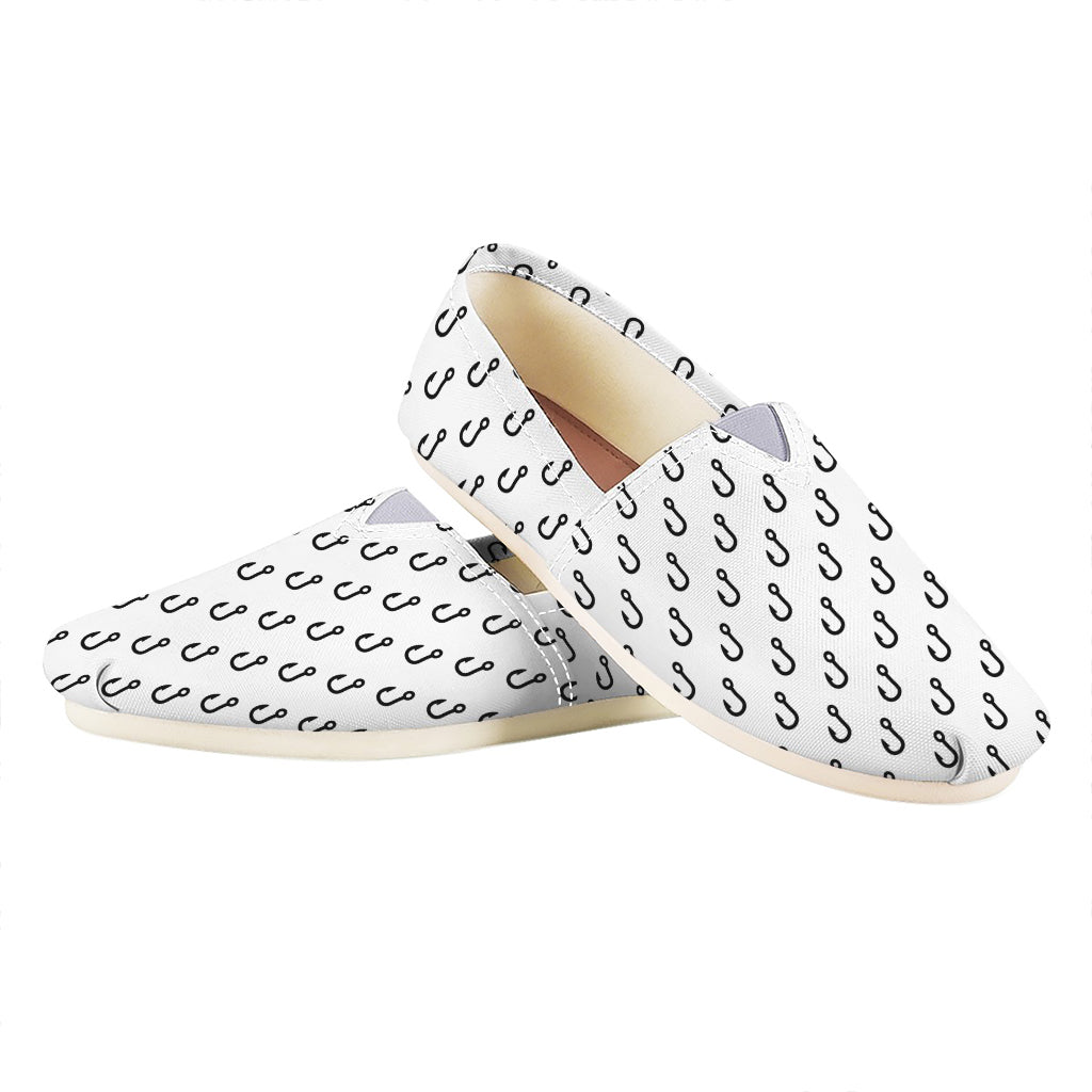 White And Black Fishing Hooks Print Casual Shoes