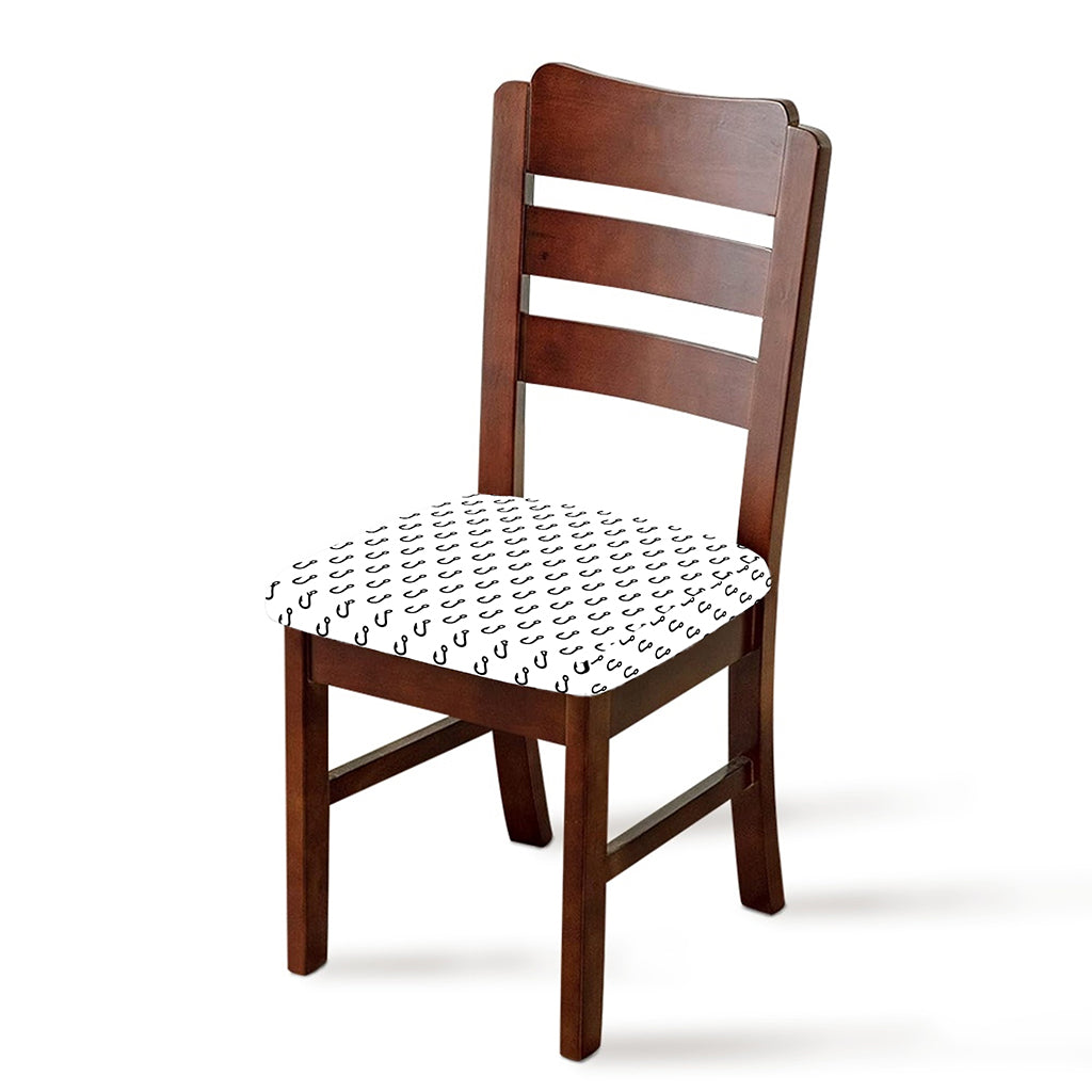 White And Black Fishing Hooks Print Chair Cushion Cover