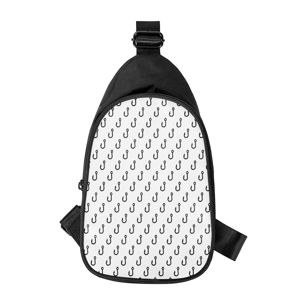 White And Black Fishing Hooks Print Chest Bag