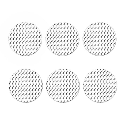 White And Black Fishing Hooks Print Coaster Set