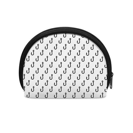 White And Black Fishing Hooks Print Coin Purse