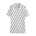 White And Black Fishing Hooks Print Cotton Hawaiian Shirt