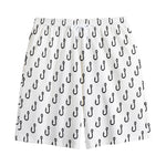 White And Black Fishing Hooks Print Cotton Shorts