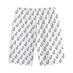 White And Black Fishing Hooks Print Cotton Shorts