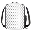 White And Black Fishing Hooks Print Crossbody Lunch Bag