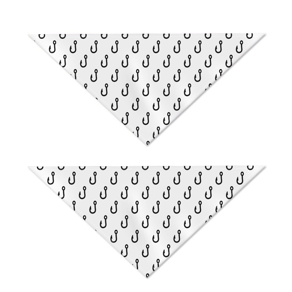 White And Black Fishing Hooks Print Dog Bandana