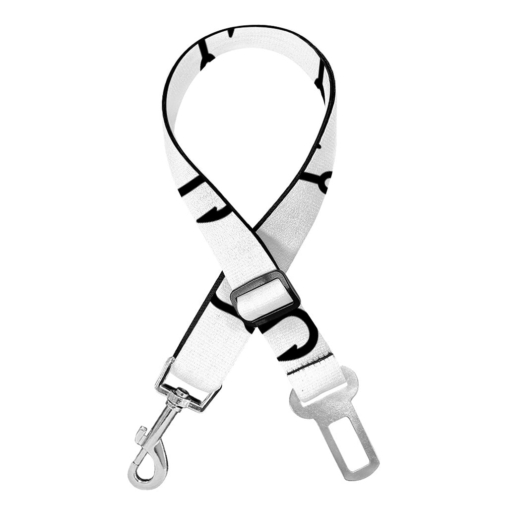 White And Black Fishing Hooks Print Dog Seat Belt