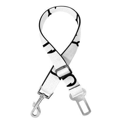 White And Black Fishing Hooks Print Dog Seat Belt