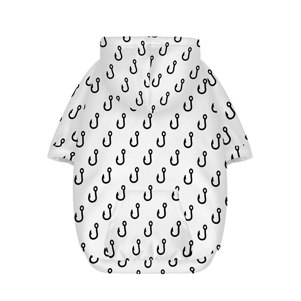 White And Black Fishing Hooks Print Dog Zip Up Hoodie