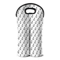 White And Black Fishing Hooks Print Double Neoprene Wine Tote