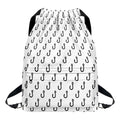 White And Black Fishing Hooks Print Drawstring Backpack