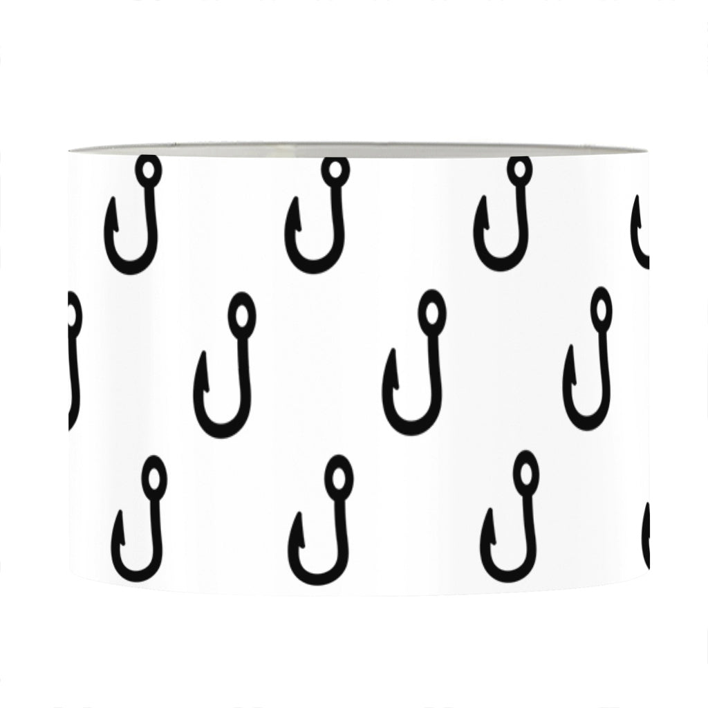 White And Black Fishing Hooks Print Drum Lamp Shade