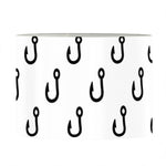 White And Black Fishing Hooks Print Drum Lamp Shade