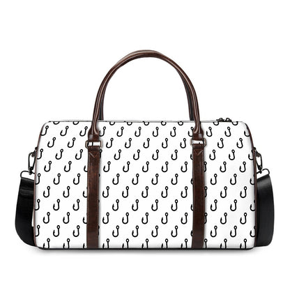 White And Black Fishing Hooks Print Duffle Bag