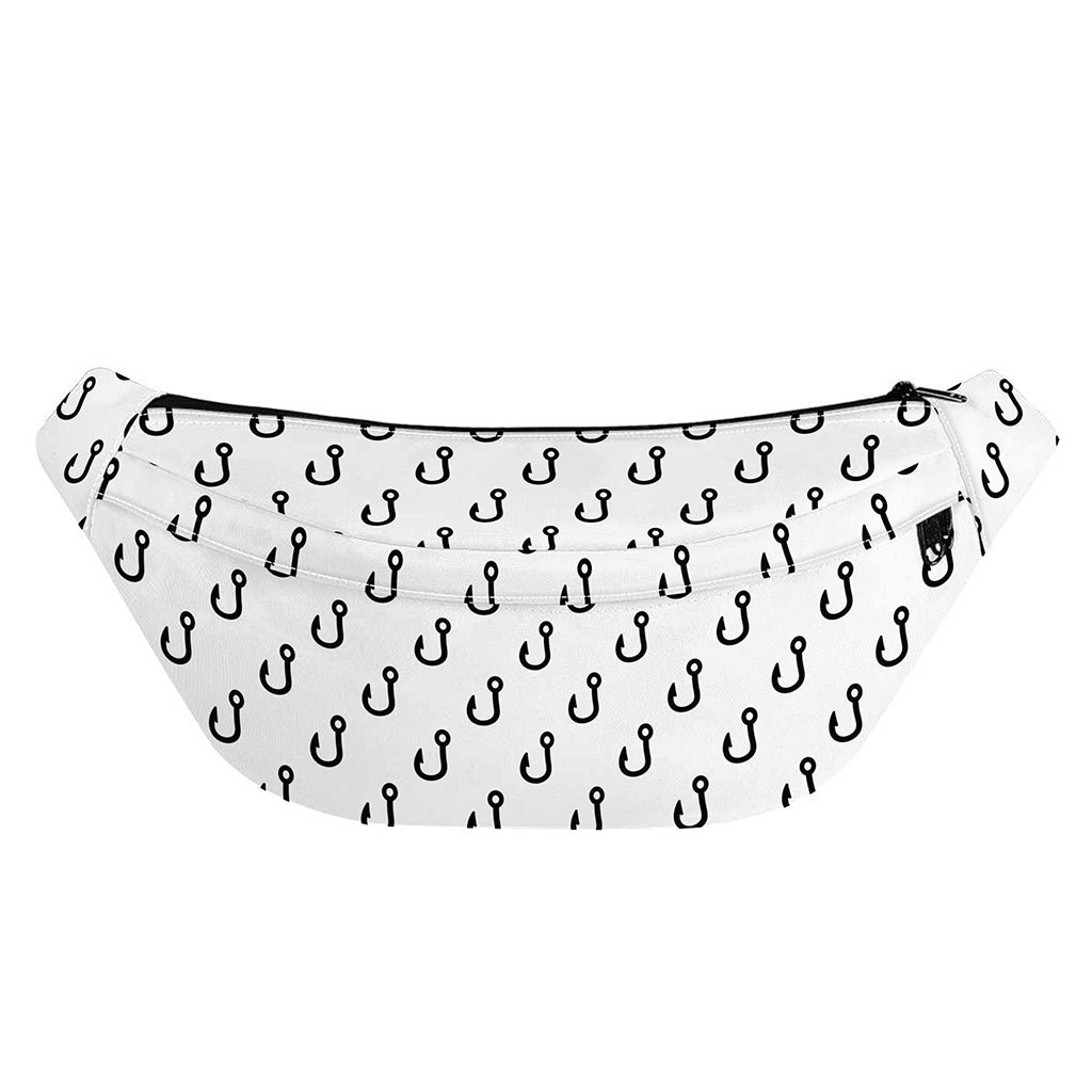 White And Black Fishing Hooks Print Fanny Pack