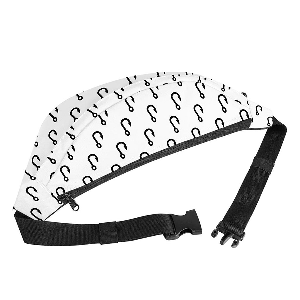 White And Black Fishing Hooks Print Fanny Pack