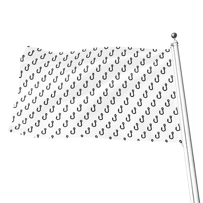 White And Black Fishing Hooks Print Flag