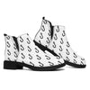 White And Black Fishing Hooks Print Flat Ankle Boots