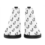 White And Black Fishing Hooks Print Flat Ankle Boots