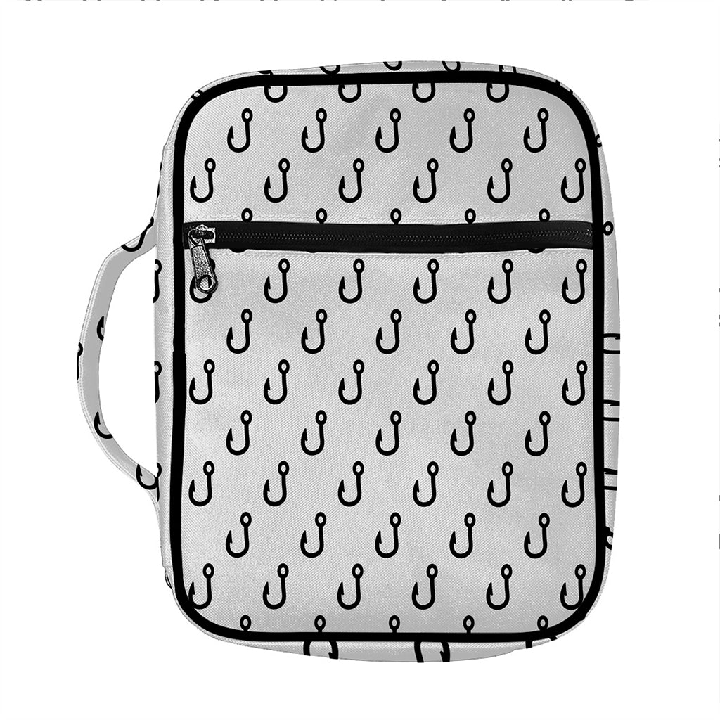 White And Black Fishing Hooks Print Front Pocket Bible Bag