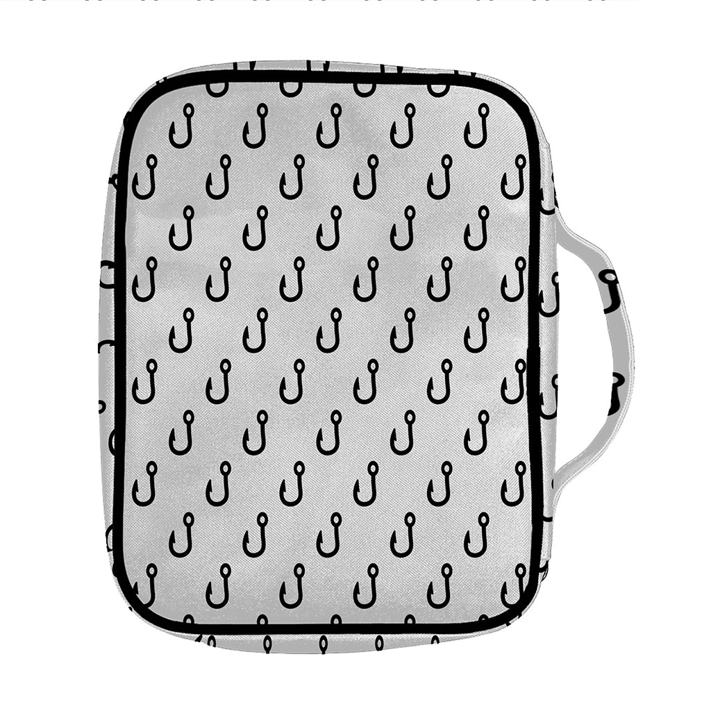 White And Black Fishing Hooks Print Front Pocket Bible Bag