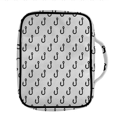 White And Black Fishing Hooks Print Front Pocket Bible Bag