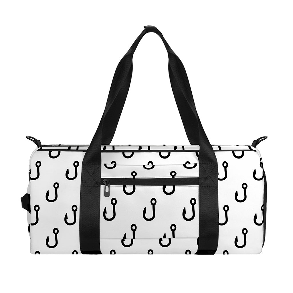 White And Black Fishing Hooks Print Gym Bag