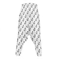 White And Black Fishing Hooks Print Hammer Pants