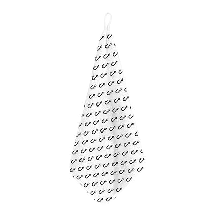 White And Black Fishing Hooks Print Hand Towel