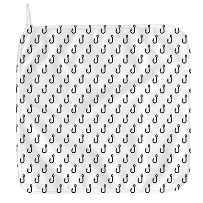 White And Black Fishing Hooks Print Hand Towel