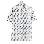 White And Black Fishing Hooks Print Hawaiian Shirt