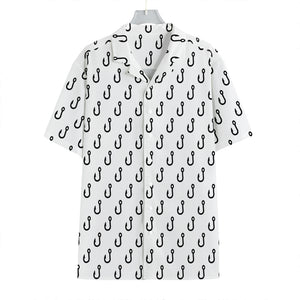 White And Black Fishing Hooks Print Hawaiian Shirt