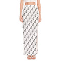 White And Black Fishing Hooks Print High Slit Maxi Skirt