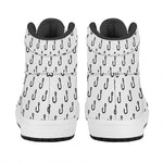 White And Black Fishing Hooks Print High Top Leather Sneakers