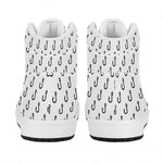 White And Black Fishing Hooks Print High Top Leather Sneakers