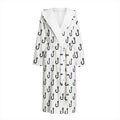White And Black Fishing Hooks Print Hooded Bathrobe