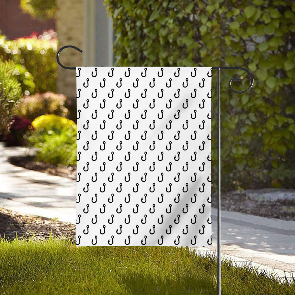 White And Black Fishing Hooks Print House Flag