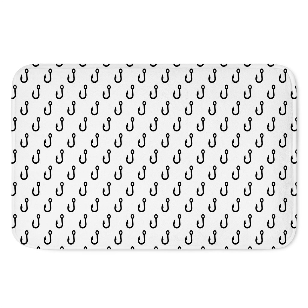 White And Black Fishing Hooks Print Indoor Door Mat