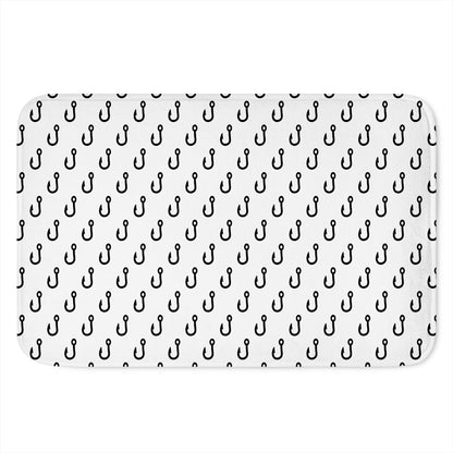 White And Black Fishing Hooks Print Indoor Door Mat