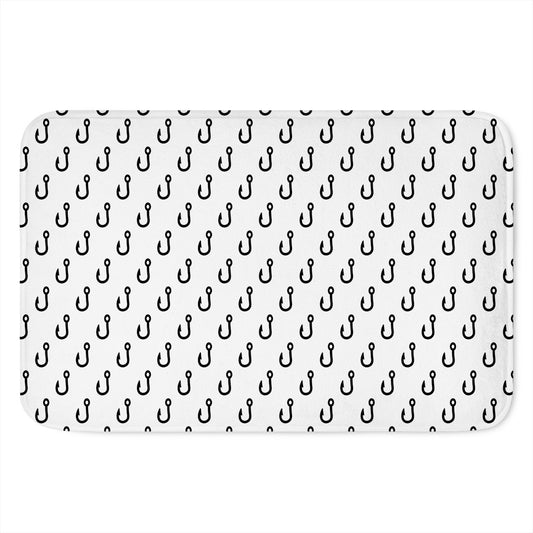 White And Black Fishing Hooks Print Indoor Door Mat