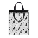White And Black Fishing Hooks Print Insulated Lunch Tote