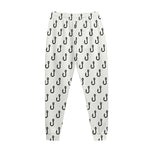 White And Black Fishing Hooks Print Jogger Pants