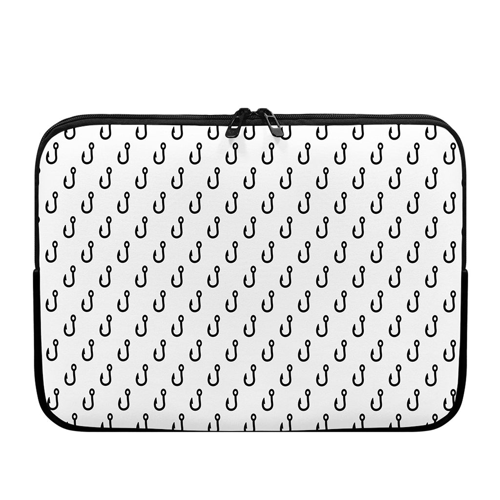 White And Black Fishing Hooks Print Laptop Sleeve