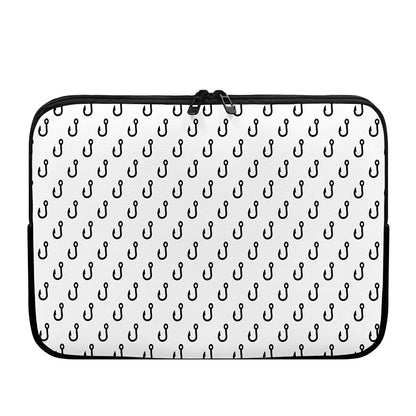 White And Black Fishing Hooks Print Laptop Sleeve