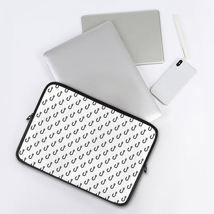 White And Black Fishing Hooks Print Laptop Sleeve