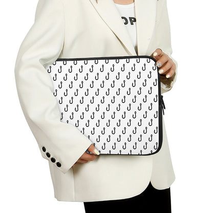 White And Black Fishing Hooks Print Laptop Sleeve