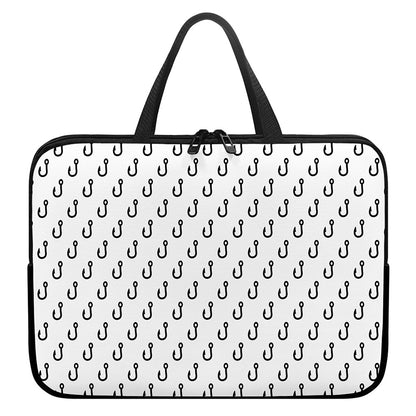 White And Black Fishing Hooks Print Laptop Sleeve With Handle