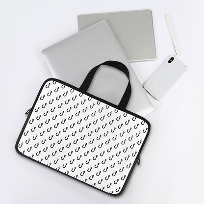 White And Black Fishing Hooks Print Laptop Sleeve With Handle