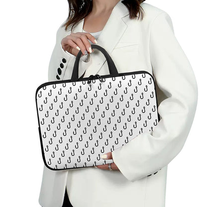 White And Black Fishing Hooks Print Laptop Sleeve With Handle